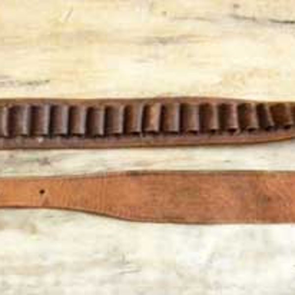 Antique Leather Belt  Ammo Hunting Belt Holster Early 1900s