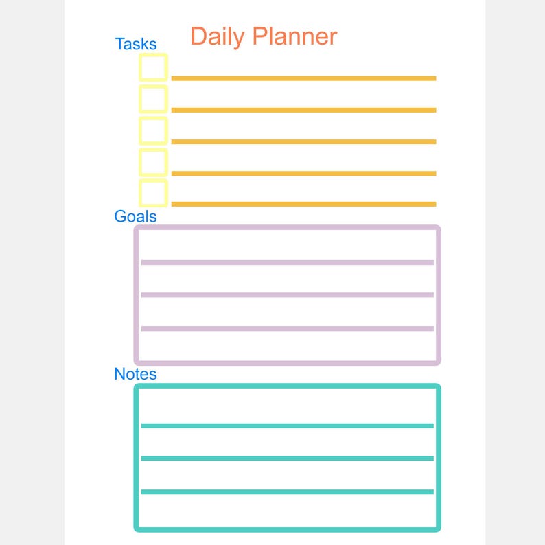 Printable Daily Planner, With Five Tasks, Goals, and Notes. - Etsy Canada