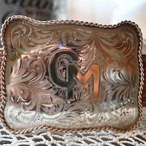 Hand Engraved Western Belt Buckle: Custom Cowboy Rodeo Buckle