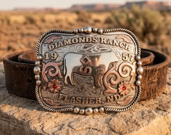 Custom Western Founding Year Belt Buckle – Personalized Ranch Heritage Buckle to Celebrate Your Ranch Origin, Legacy, and History