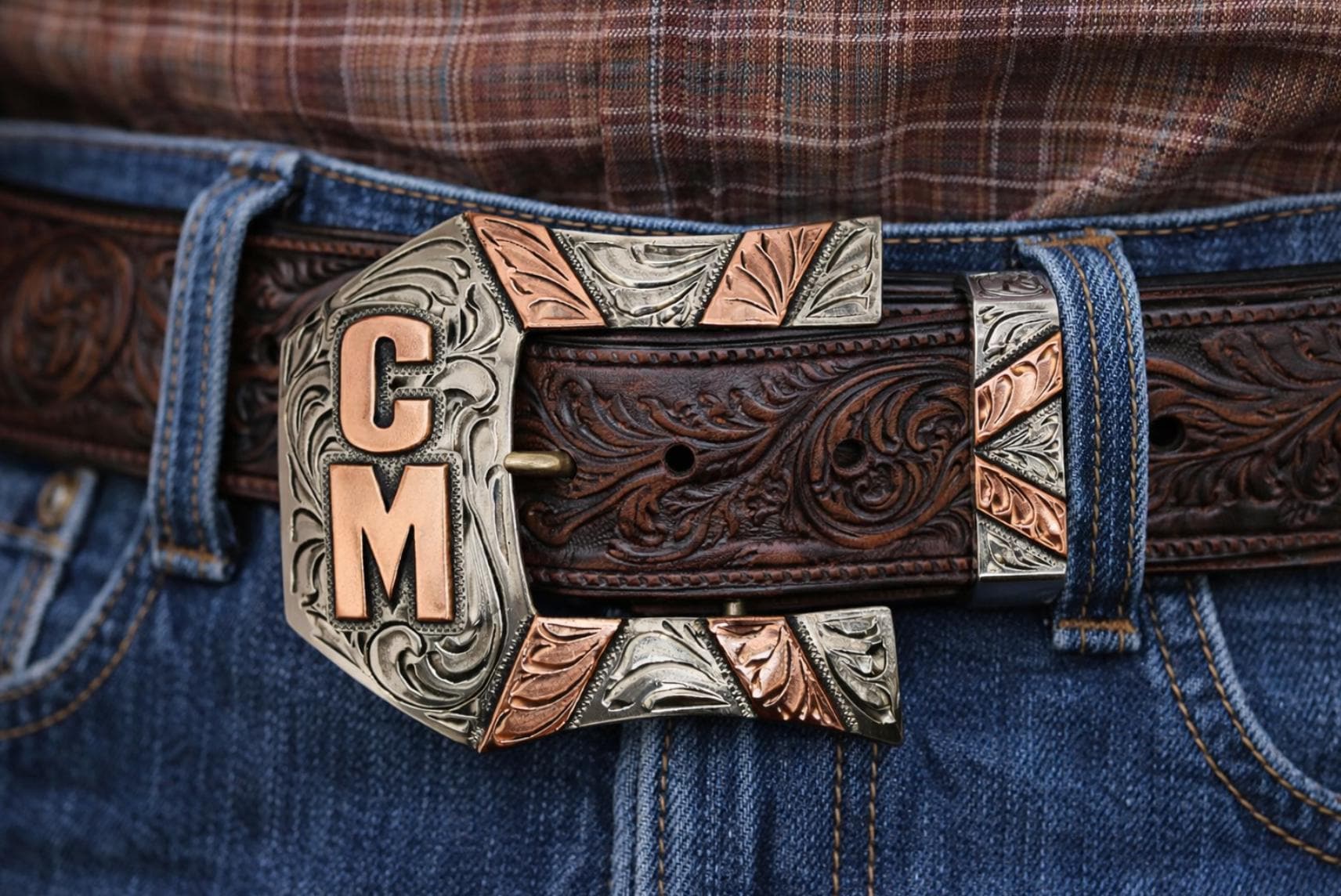 Gorgeous Augus Silver Tone Belt Buckle Western Belts HTF STERLING SILVER BARRY KIESELSTEIN CORD MOON STAR SHIELD Belt  main image 2