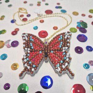 Ruby Butterfly Diamond Art Rear View Mirror Hanger