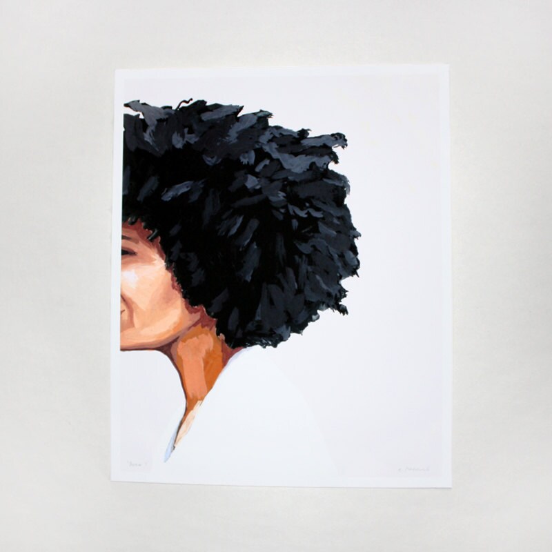 8x10 hair art Afro 1 | Etsy