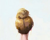 hair art - bun print - "Top Knot 18" giclee print