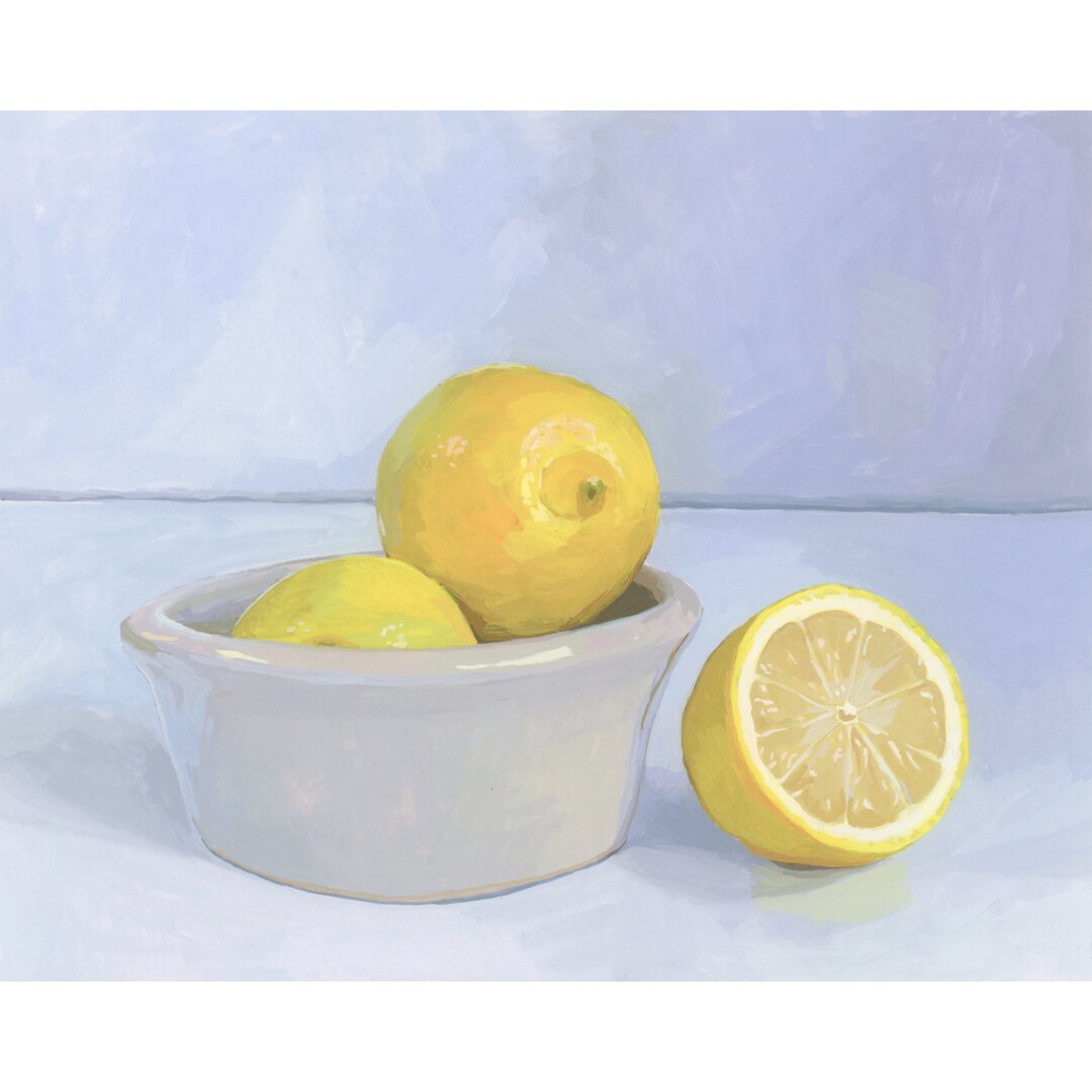 Lemons With Bowl - Archival Print - Etsy