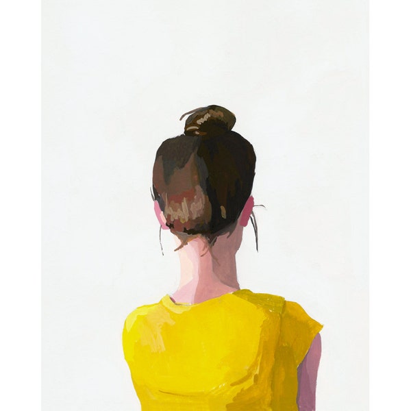 5x7" hair art - bun print - "Top Knot 12"