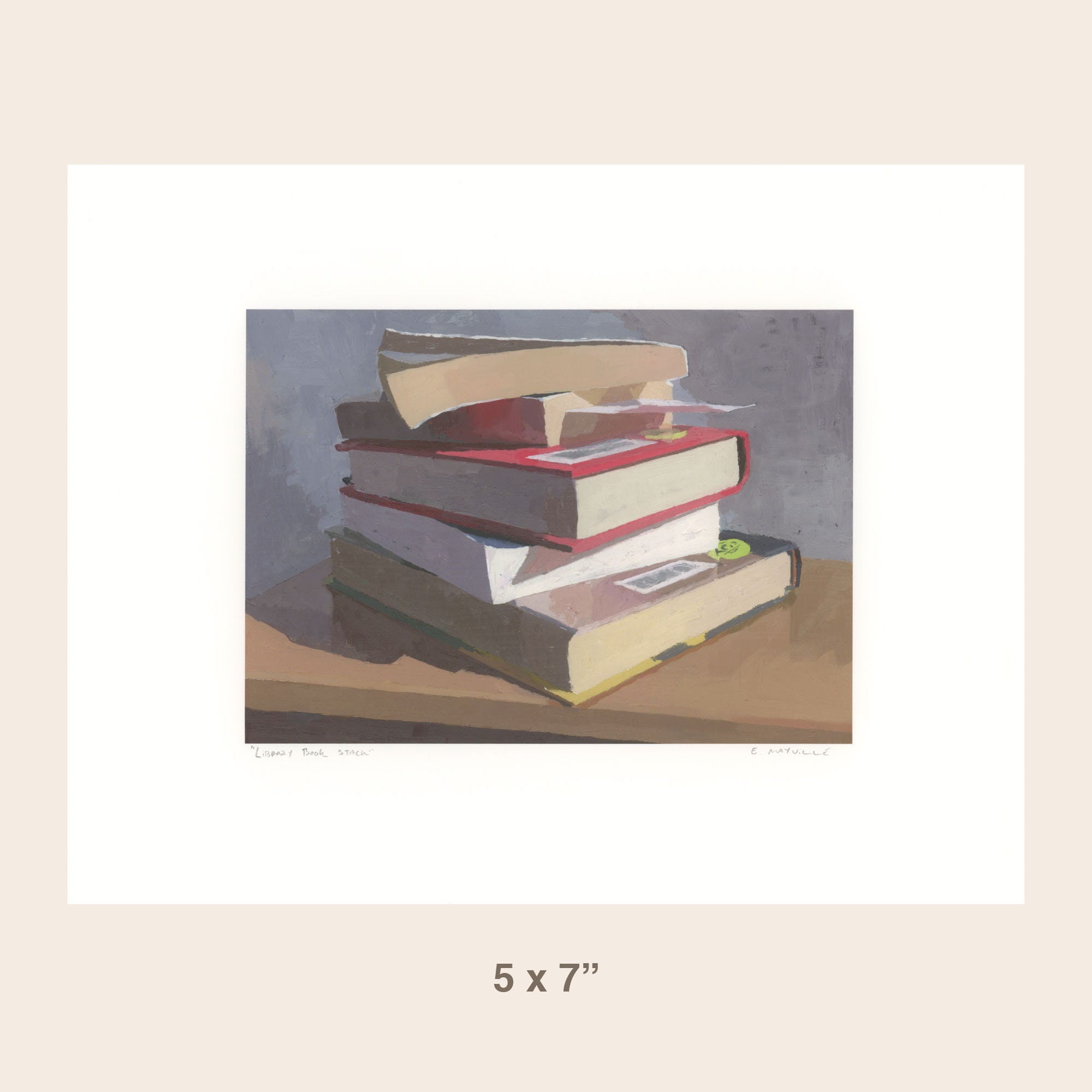 Book Stack Print Library Book Stack - Archival Print - Etsy