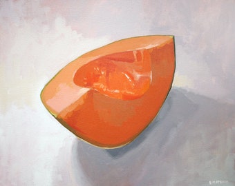 Cantaloupe 3 - oil on canvas fruit still life painting