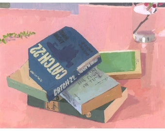 Blue and Green Books - archival print