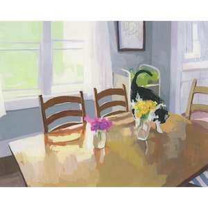 Cat with Flowers - archival print