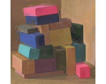 Blocks 2 - oil on canvas still life painting