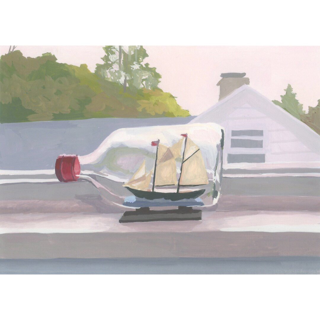 Ship in a Bottle - Archival Print - Etsy
