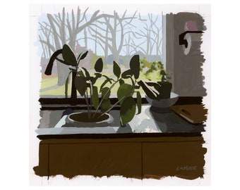 Houseplants 2 - gouache on paper painting