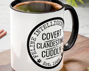 Feline Intelligence Agency Mug - Covert Cat Ops Official Gear, Secret Agent Kitty Coffee Cup, Spy Cat Novel Fan, Poppy and the Spy Cat