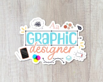 Graphic Designer Durable & Glossy Water Bottle Sticker, Digital Design, Waterproof, for Laptops, Thermoses, Notebooks and More