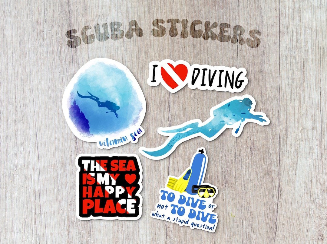 Scuba Diving Sticker Set: Waterproof Glossy Decals for Divers - Etsy