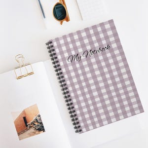 Carnet à spirales personnalisé en vichy rose - Nom personnalisé