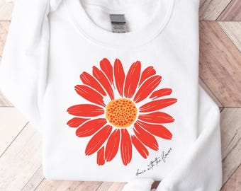 Felpa con motivo a margherita, girocollo floreale boho, regalo per gli amanti della natura
