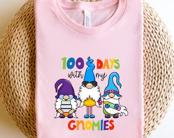 100 Days Of School Sweatshirt, With My Gnomies Shirt, Funny Teacher Gnome Gift