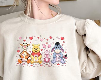 Camiseta de San Valentín de Winnie the Pooh y sus amigos, camiseta de amor de Tigger Eeyore Piglet, regalo grupal