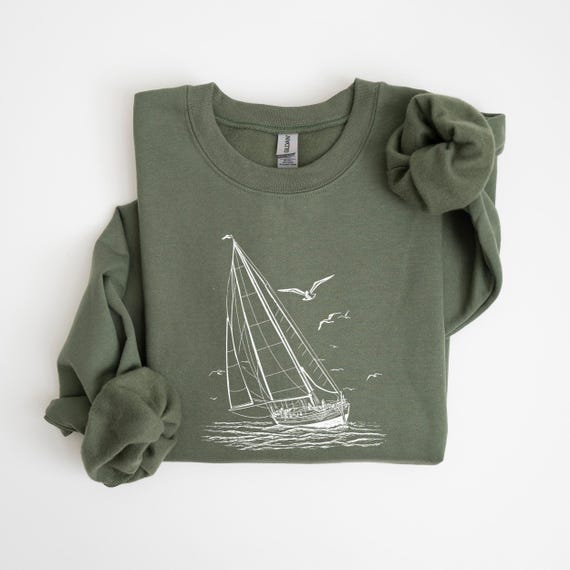 Nautical Sailboat Sweatshirt, Old Money Style, Sailing Gift