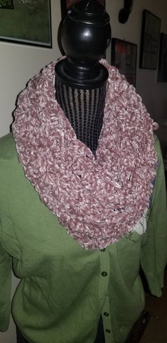 Handmade Infinity Scarf Made With Bernat Velvet Yarn Soft And Fashionable Velvet Cowl Handmade Infinity Scarf Made With Bernat Velvet Yarn Soft And Fashionable Velvet Cowl