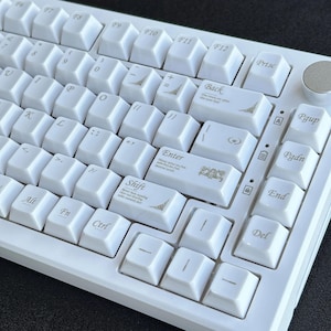 White Gold Ceramic Keycaps: Cherry Profile PC Gaming Keycaps for MX Switches