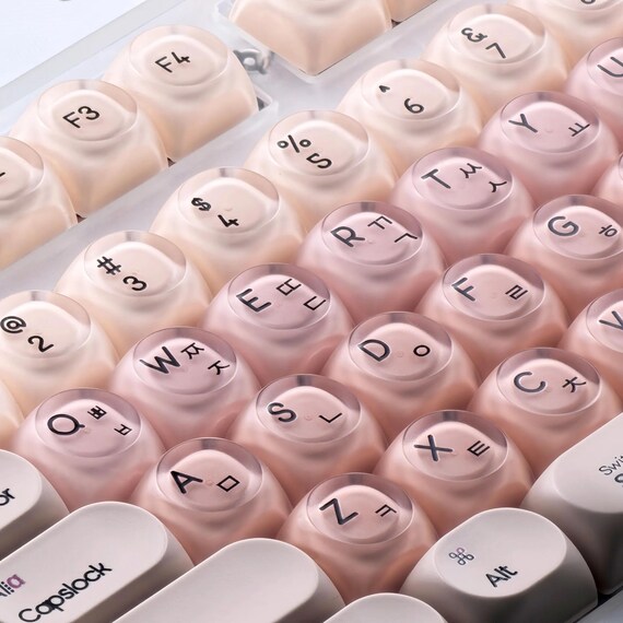 Pink Korean Keycaps: 136-Key PBT Round HOA Set