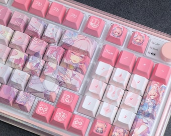 Honkai Star Rail Keycap Set: PBT Cherry Profile, Pink Anime Game