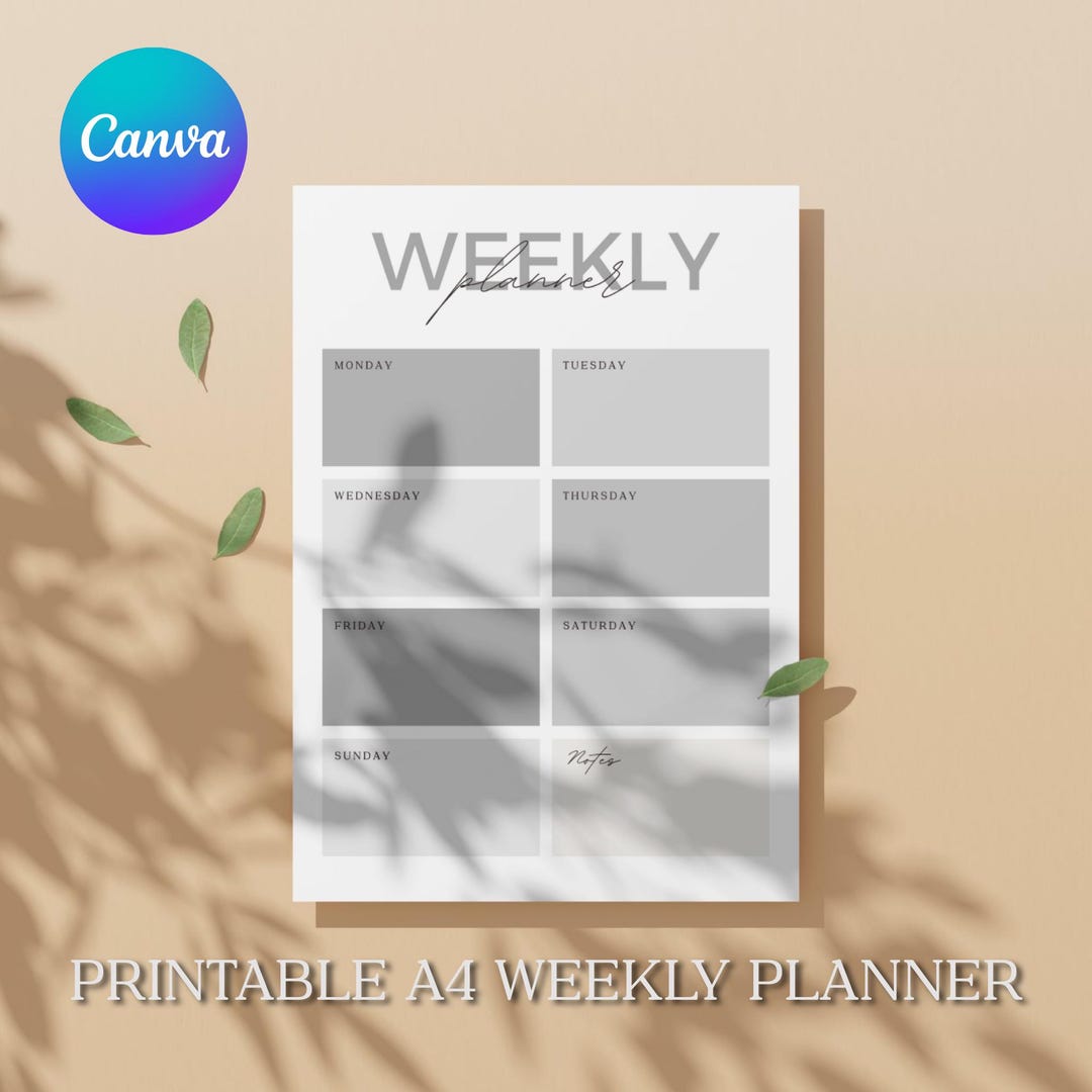 Weekly Planner, Printable, A4 Planner, Editable Canva Template ...