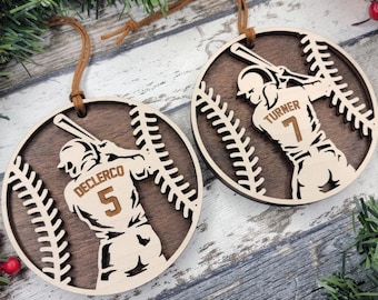 Personalize Baseball Ornament, Custom Christmas Baseball Ornament,,Sport Team Ornament, Custom Name Ornament, Engraved Wood Sports Ornament