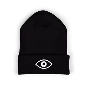 All Seeing Eye Beanie, Bass Music Festival Hat, Dark Rave Beanie, EDM Streetwear, Cyclops Inspired Hat, Dubstep Outfit, Embroidered Beanie