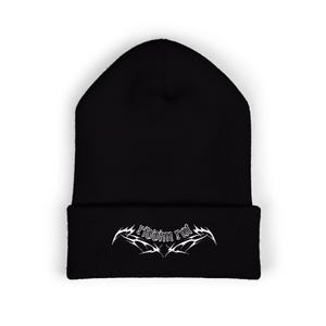 Riddim Rat Beanie, Dubstep Rave Hat, Bass Music Beanie, EDM Festival Outfit, Basshead Streetwear, Dark Rave Clothing, Embroidered Beanie