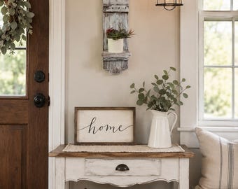 Medium Sized Candle Succulent Rustic Farmhouse Fence Distressed wall Sconce