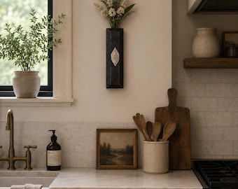 Rustic Geometric Wall Sconce for Faux Flowers Modern Farmhouse Hanging Minimalist Home Decor Gift