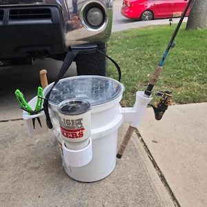 Yeti LoadOut Bucket Fishing Rig | 3D Printed Rod Holder Cup Holder Tool Mount | Complete Fishing Setup