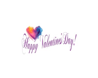 Biglietto di San Valentino digitale - Interno vuoto, design astratto a forma di cuore multicolore viola