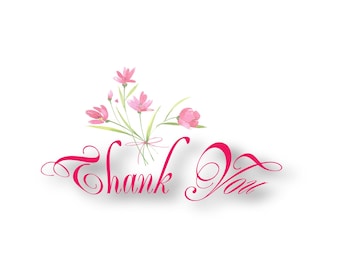 Biglietto di ringraziamento artistico - Elegante file digitale con motivo floreale rosa e tipografia magenta