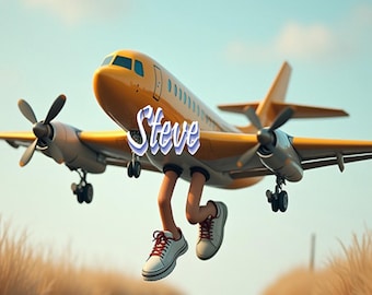 Personalized Funny Airplane Birthday Card - Custom Aviation Humor Gift for Pilots