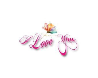 Biglietto "Ti amo" - Design digitale con scritta artistica e fiore multicolore