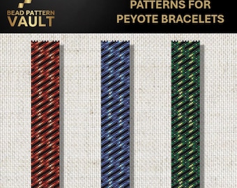 Set of 3 Miyuki Delica Bracelet PDF Patterns, geometric, peyote bracelet pattern digital download.
