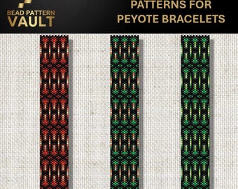 Set of 3 Miyuki Delica Bracelet PDF Patterns, geometric, peyote bracelet pattern digital download.