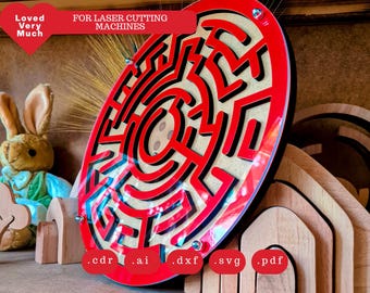Maze Toy Design: CNC Laser Cut Files (Digital Download, 30cm Diameter)