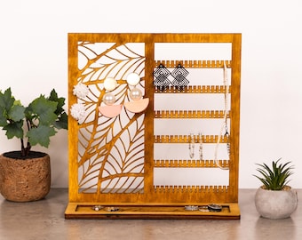 Cintre pour bijoux, présentoir de boucles d'oreilles de table, support pour boucles d'oreilles, présentoirs à bijoux en bois, organisateur de porte-boucles d'oreilles, support de rangement pour bijoux