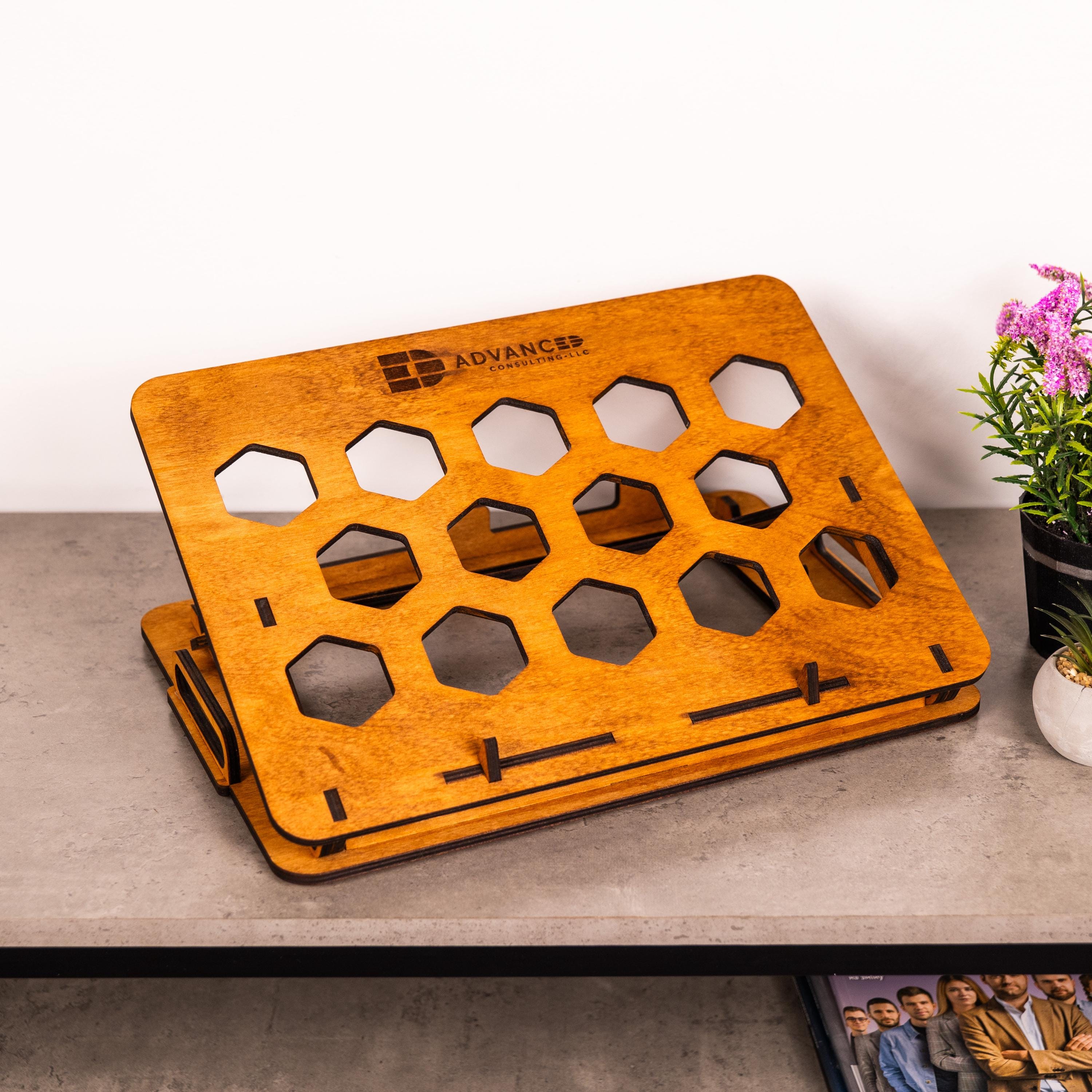 Personalized Laptop Stand,Wood laptop stand adjustable,Wooden Laptop Riser for Desk,Macbook Stand,Laptop Holder Desk,Wood laptop holder