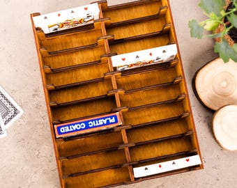 Playing cards deck display, Playing cards display organizer, Playing cards holder wood,Playing cards storage box,Poker Cards storage