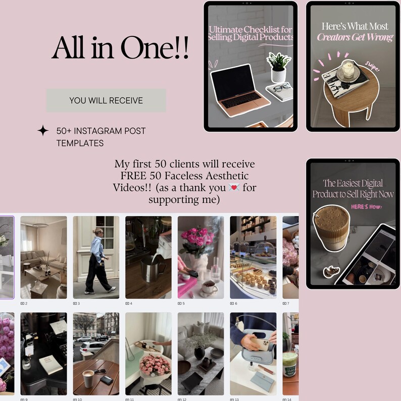 Viral Aesthetic Carousel Templates for Instagram and Tiktok, Editable ...