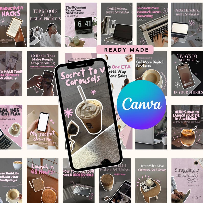 Viral Aesthetic Carousel Templates for Instagram and Tiktok, Editable ...