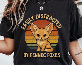Easily Distracted by Fennec Foxes, PNG, Funny Fennec Fox Lover , Retro Fennec Fox, Cute Fennec Fox Mom PNG, T-Shirt Design,Mugs ,Gifts