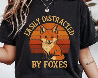 Easily Distracted by Foxes, PNG, Funny Fox Lover , Retro Fox PNG File, Cute Fox Mom PNG, T-Shirt Design, Mugs & Gifts